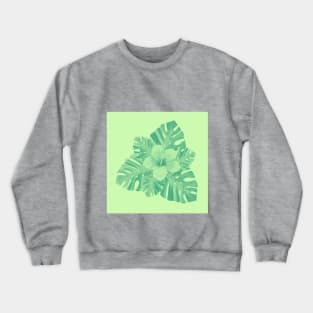 Tropical Green Hibiscus Crewneck Sweatshirt